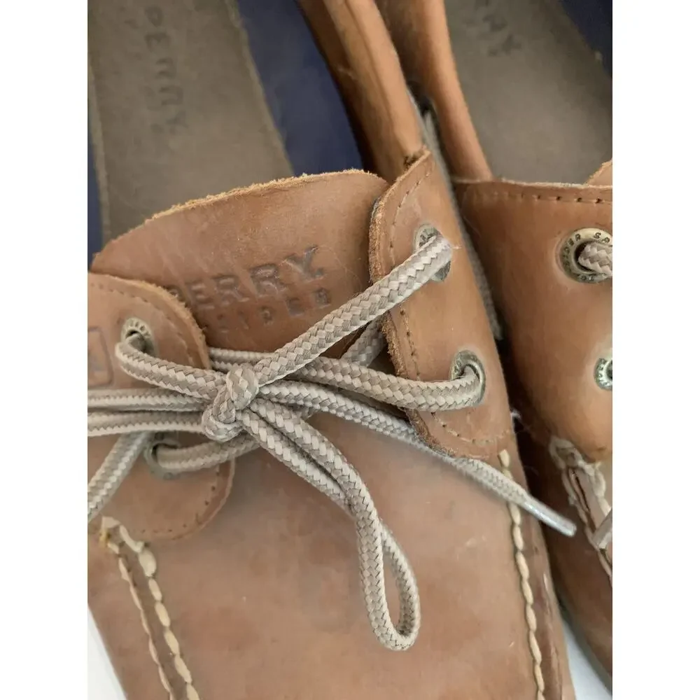 Size 12M Sperry Brown Leather Leeward Boat Shoes Mens 0777894